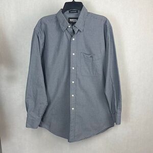 Resistol Rodeo Gear Button Front Shirt Sz Medium Long Sleeve Blue Checked Pocket